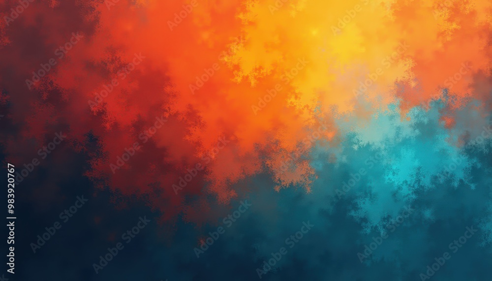 Abstract Neon Orange and Cyan Gradient Noisy Grain Background Texture Abstract Neon Orange and Cyan Gradient Noisy Grain Background Texture