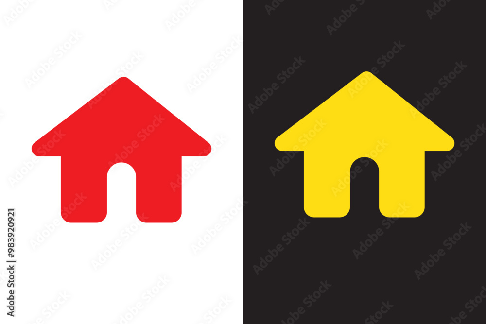 Minimalistic red and yellow house icon Minimalistic red and yellow house icon