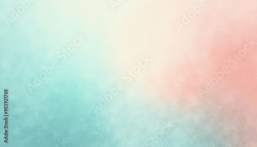 Abstract Soft Pastel Coral and Aqua Gradient Noisy Grain Background Texture