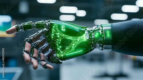 Innovative Prosthetic Limb with Neural Interface, showcasing advanced technology for enhanced mobility and user control, designed for improved quality of life. photo