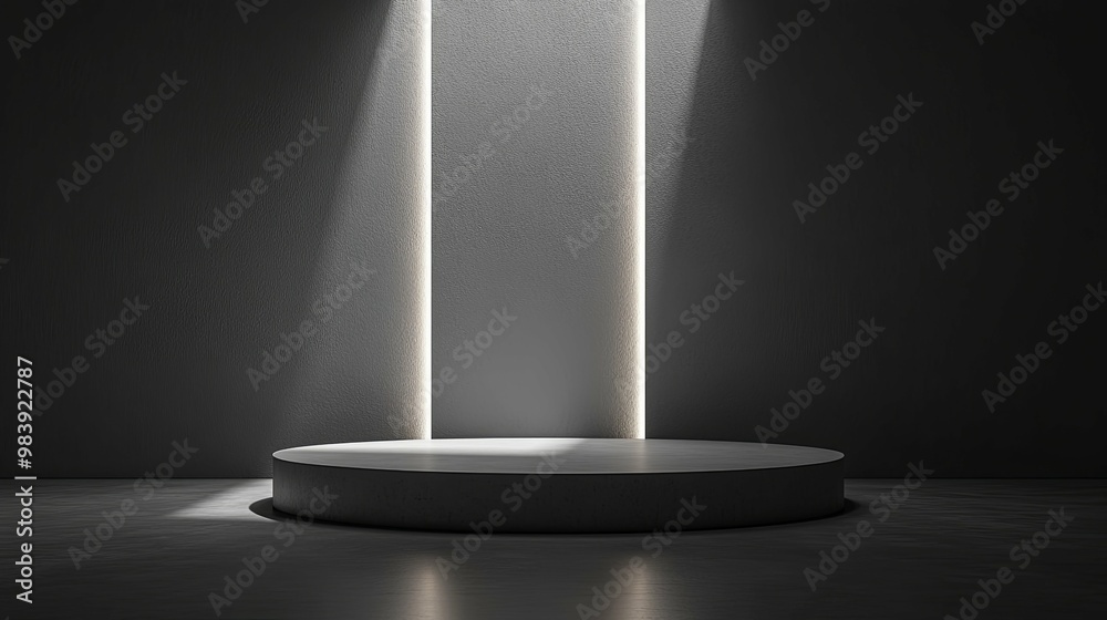 Minimalist Concrete Platform with Two Light Streaks Minimalist Concrete Platform with Two Light Streaks