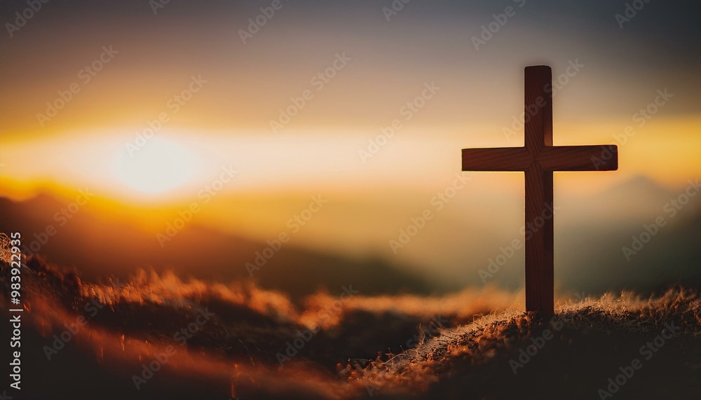 Wooden Cross with Soft Glowing Horizon Background
A wooden cross on the right, silhouetted against a glowing horizon of light, blending soft oranges and yellows on a clean background. Wooden Cross with Soft Glowing Horizon Background
A wooden cross on the right, silhouetted against a glowing horizon of light, blending soft oranges and yellows on a clean background.