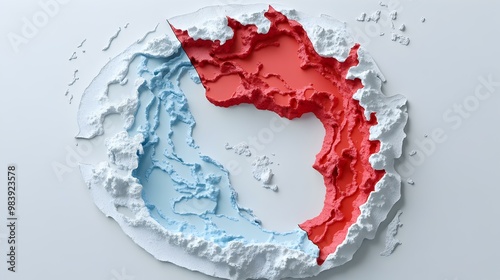 Gerrymandered District Map, a chaotic representation of manipulated electoral boundaries highlighting political influence and division photo