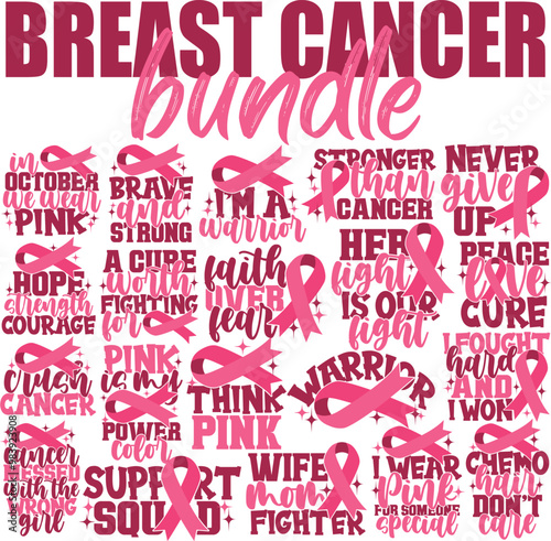 Breast Cancer Awareness Bundle - Breast Cancer Illustrations