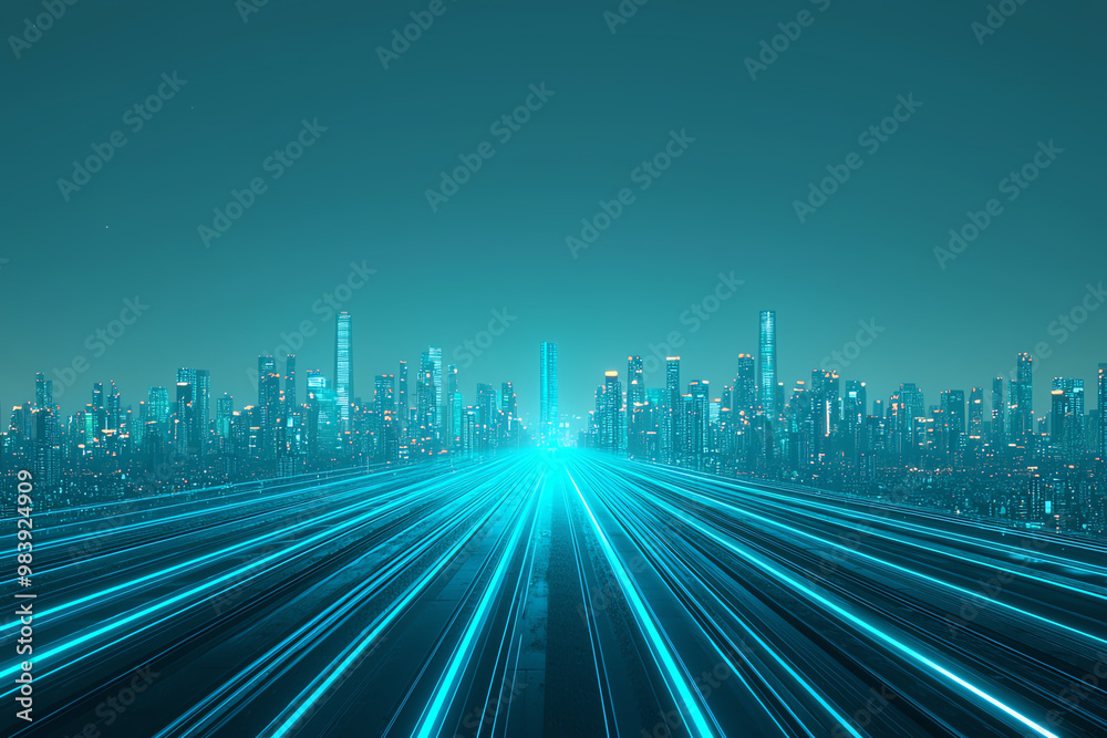Holographic roadmap floating above a cityscape, symbolizing urban development and technology roadmap, urban, technology Holographic roadmap floating above a cityscape, symbolizing urban development and technology roadmap, urban, technology