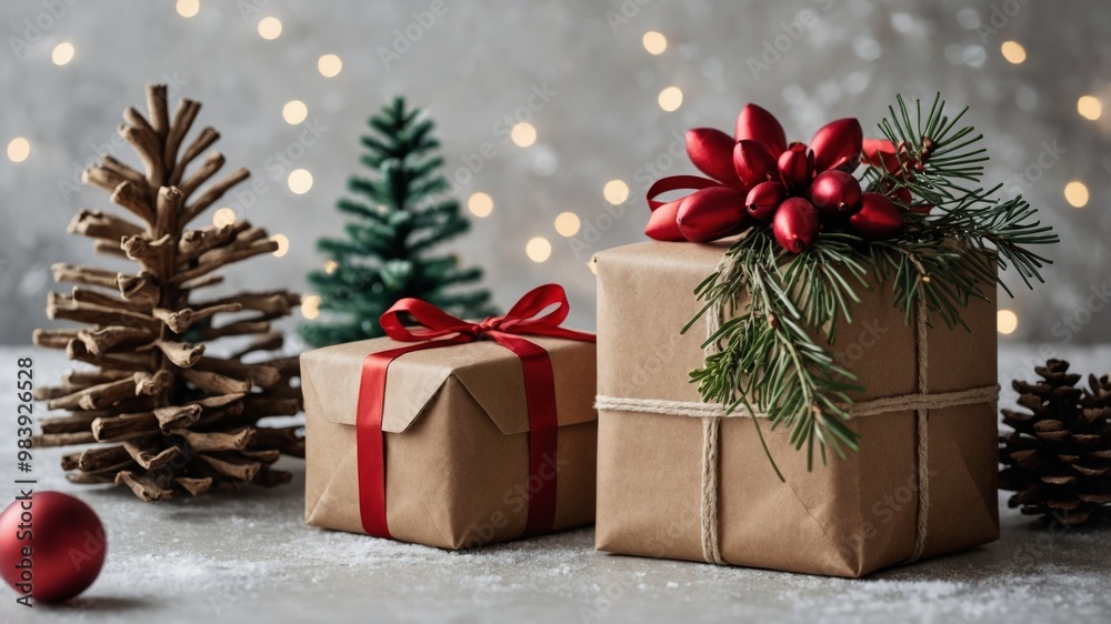 Christmas Gifts Decorated with Festive Elements