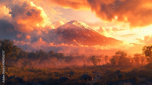 Majestic Mountain Sunset: A Breathtaking Landscape