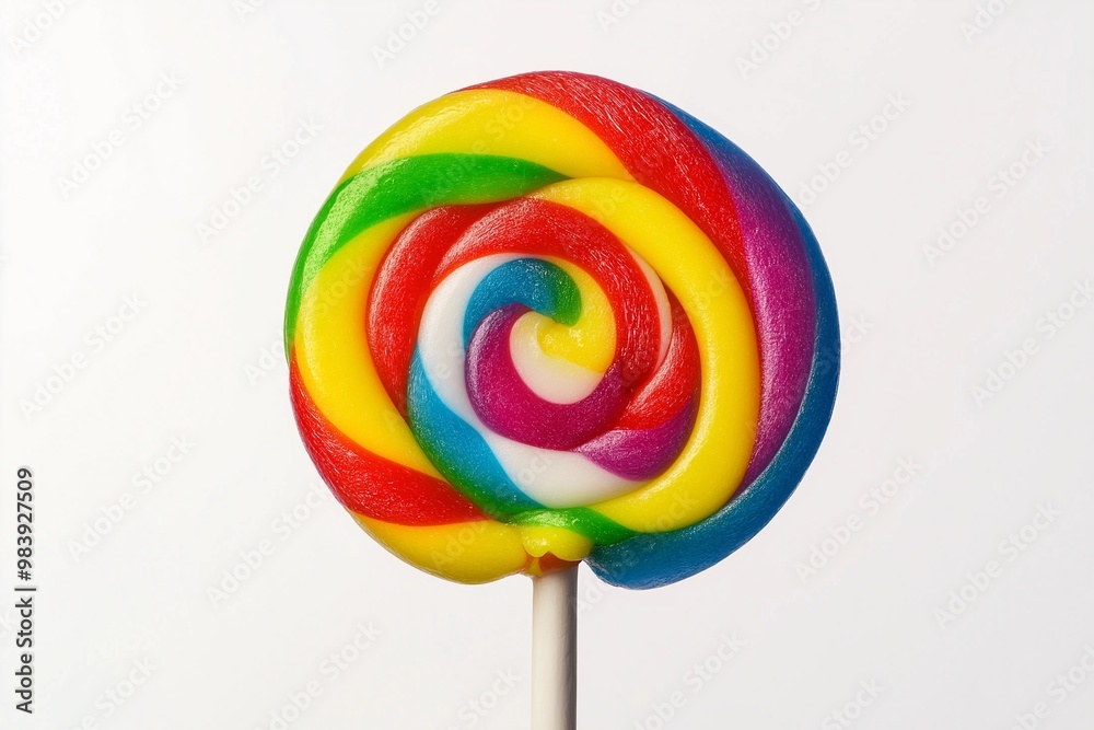 Colorful Rainbow lollipop on a white background Colorful Rainbow lollipop on a white background