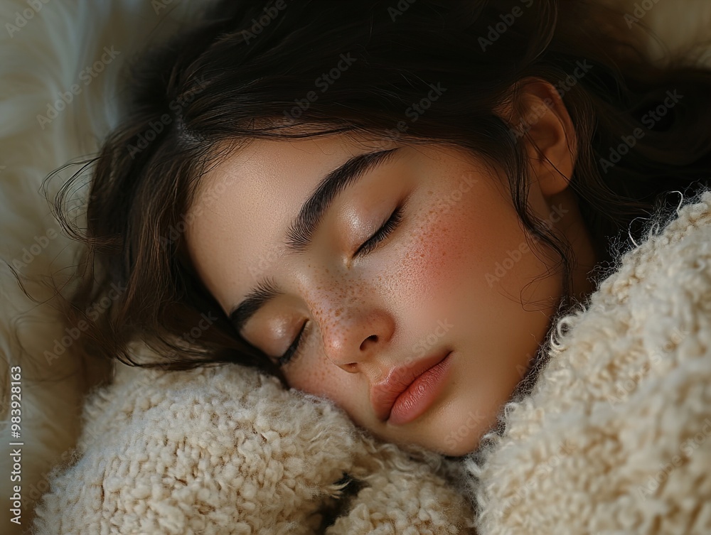 Sleeping Beauty: A Close-Up Portrait of a Woman Resting Sleeping Beauty: A Close-Up Portrait of a Woman Resting