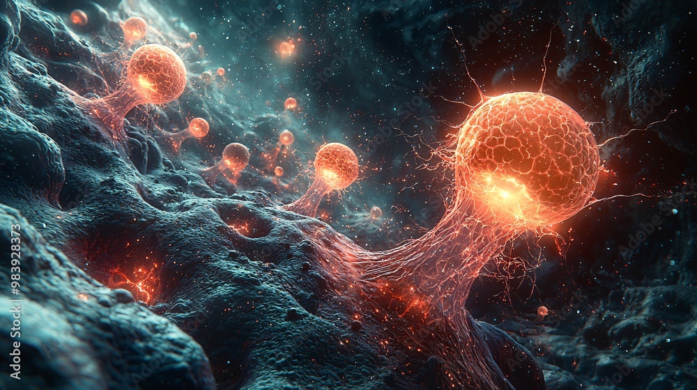 A futuristic illustration showing the breakdown of the blood-brain barrier in MS patients and its impact on the central nervous system A futuristic illustration showing the breakdown of the blood-brain barrier in MS patients and its impact on the central nervous system