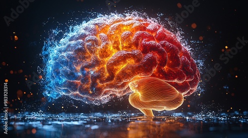 A visual representation of how MS affects the brain gray matter and white matter differently photo