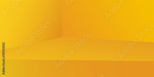 yellow background abstract with Gradient in empty room studio, Yellow empty room studio gradient used for background, yellow background studio with shine use for product shooting.