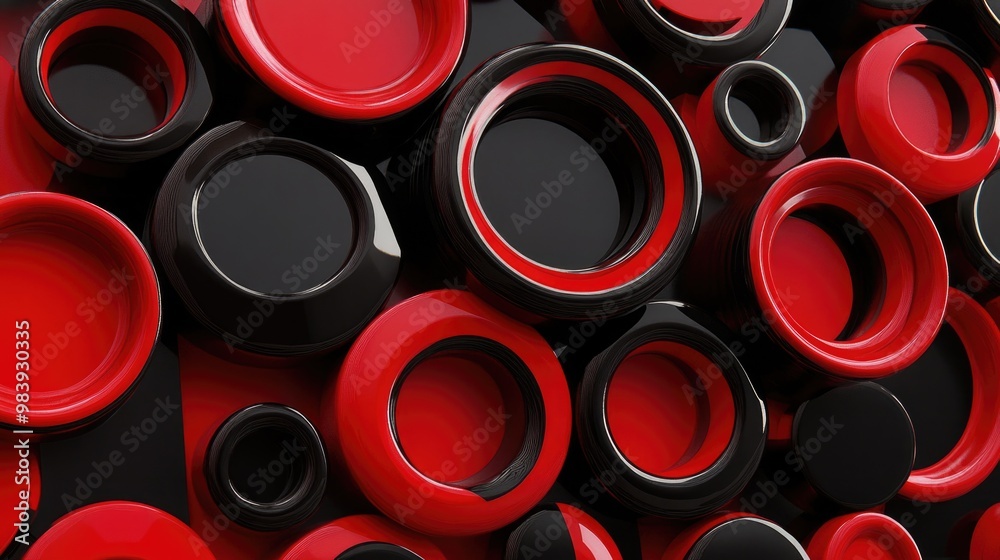 Red and Black Circles on Wall Red and Black Circles on Wall