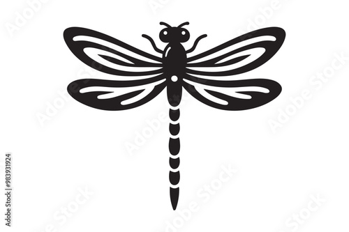Dragonfly vector art silhouette illustration