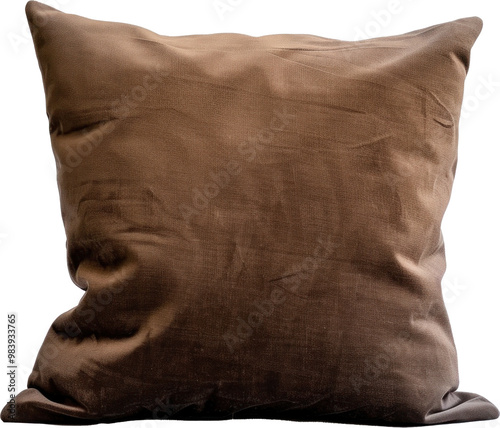 Brown thick cushion isolated on transparent background as mockup 1