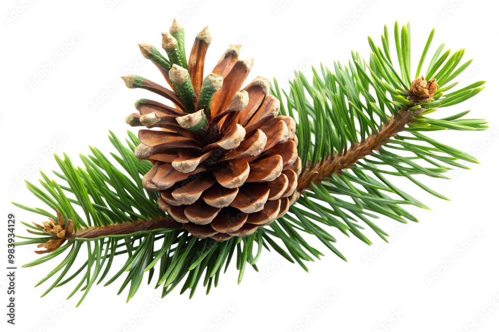 Pine branch with cone isolated on transparent background Pine branch with cone isolated on transparent background