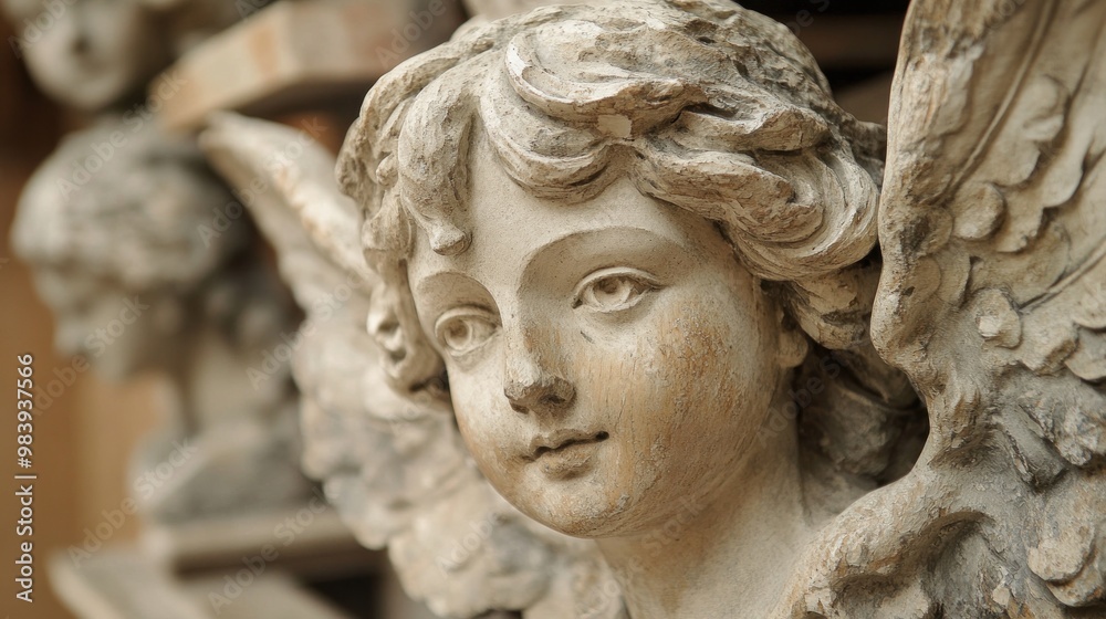 Angel Sculpture with Detailed Facial Features Angel Sculpture with Detailed Facial Features