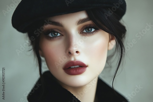 Beautiful young woman in black clothes