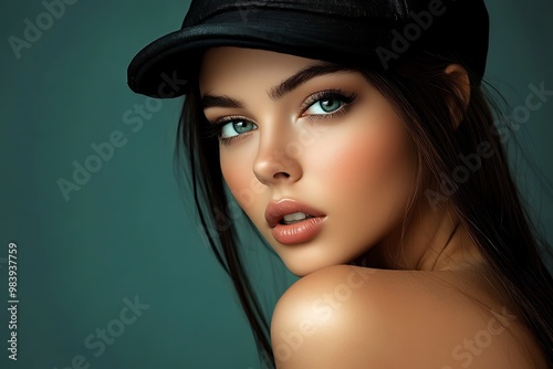 Beautiful young woman in black clothes