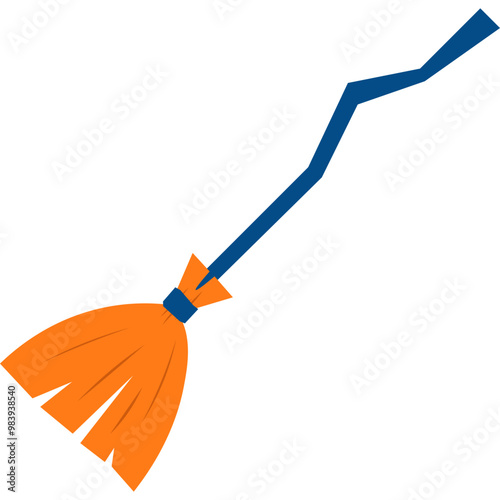 Flat Broomstick Illustration