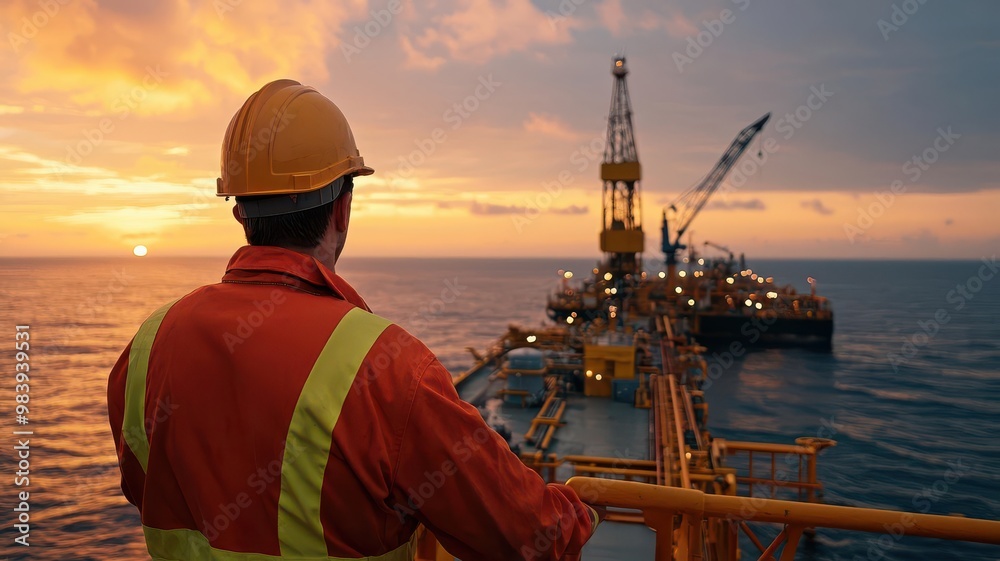 A petroleum engineer overseeing offshore drilling operations