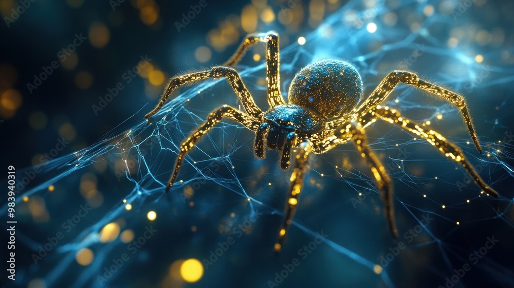 Golden Spider in a Web of Light Golden Spider in a Web of Light