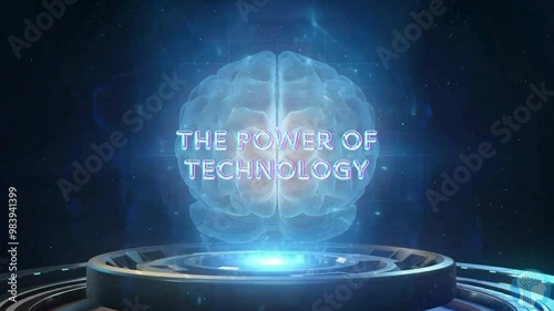 Futuristic Brain with Digital Technology Elements