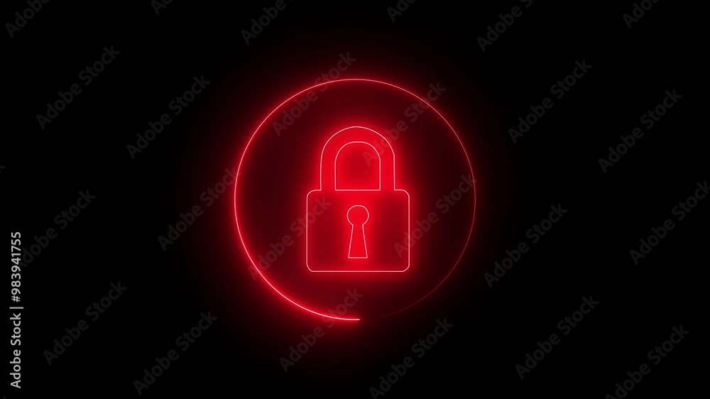 glowing neon color animation lock icon protection safety security privacy password circle closed animated sign symbol safety animated on black background glowing neon color animation lock icon protection safety security privacy password circle closed animated sign symbol safety animated on black background
