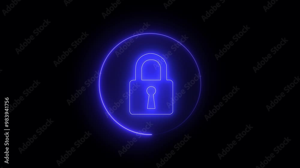 glowing neon color animation lock icon protection safety security privacy password circle closed animated sign symbol safety animated on black background glowing neon color animation lock icon protection safety security privacy password circle closed animated sign symbol safety animated on black background