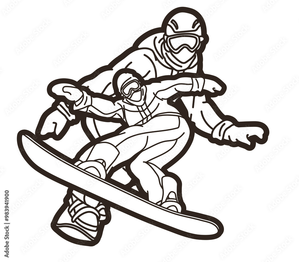 Extreme Sport Snowboard Players Snowboarder Mix Action Cartoon Graphic Vector Extreme Sport Snowboard Players Snowboarder Mix Action Cartoon Graphic Vector