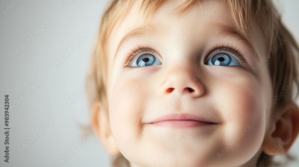 Portrait of a curious child gazing with wonder, isolated against a clean background with ample space for text. Capturing the innocence, exploration, and imagination of childhood in a simple and unclut Portrait of a curious child gazing with wonder, isolated against a clean background with ample space for text. Capturing the innocence, exploration, and imagination of childhood in a simple and unclut