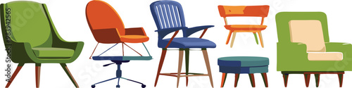 Chair collections set for interior design