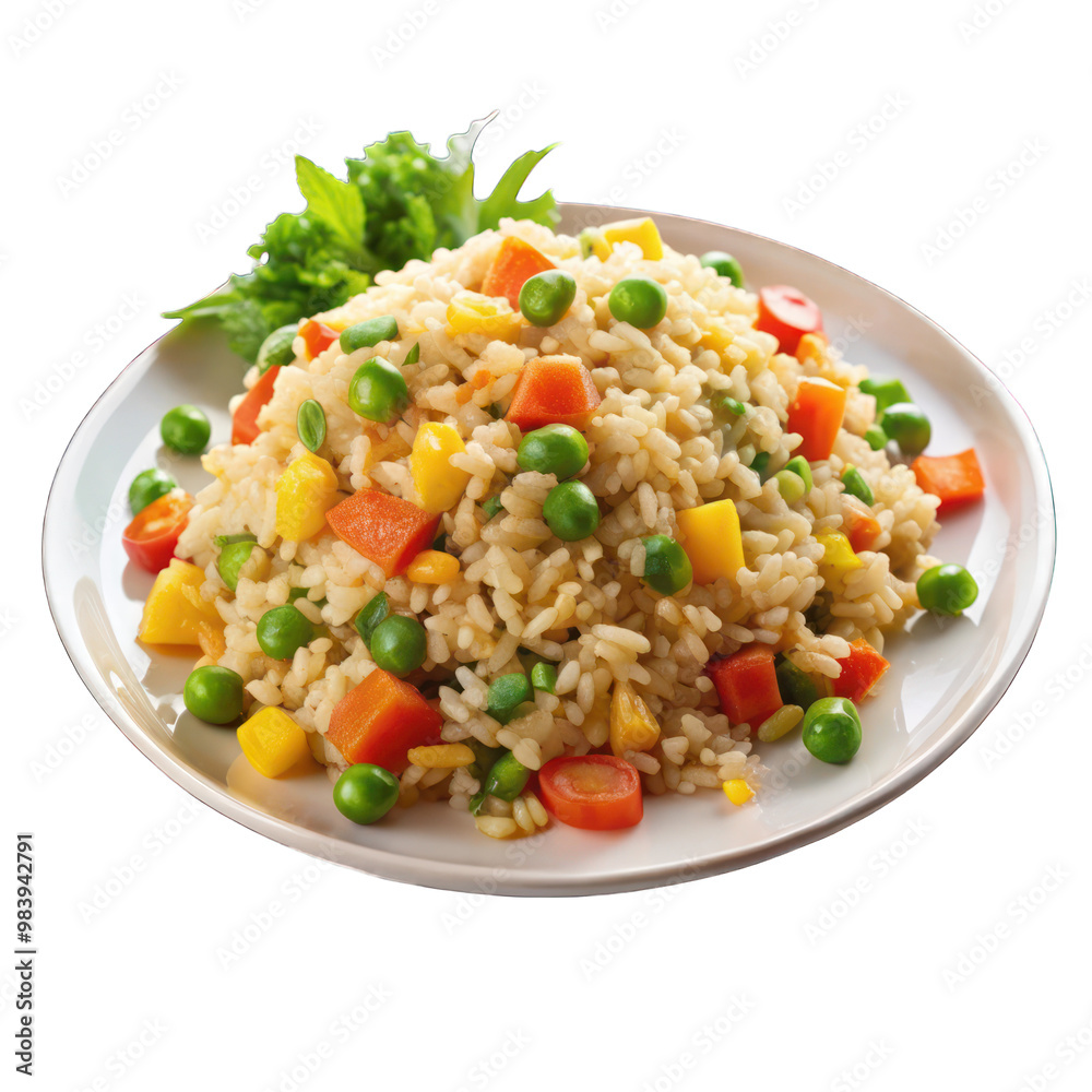 fried rice with vegetables on white plate fried rice with vegetables on white plate