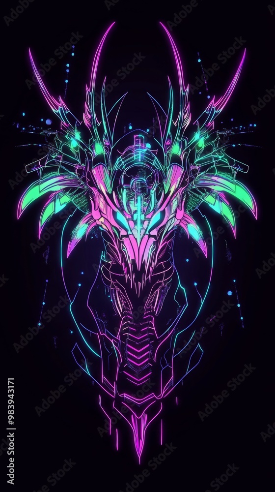 Neon dragon with pink and blue lights Neon dragon with pink and blue lights