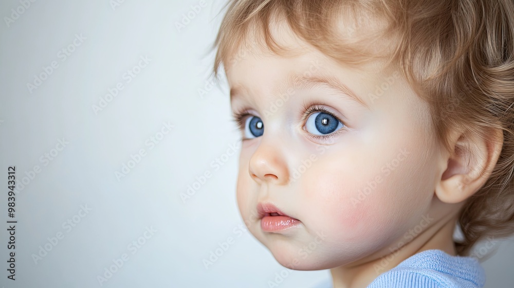 Portrait of a curious child gazing with wonder, isolated against a clean background with ample space for text. Capturing the innocence, exploration, and imagination of childhood in a simple and unclut Portrait of a curious child gazing with wonder, isolated against a clean background with ample space for text. Capturing the innocence, exploration, and imagination of childhood in a simple and unclut