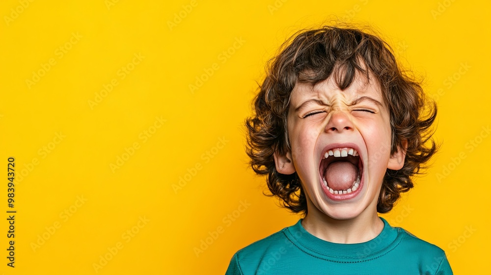 Emotional close-up portrait of a distressed child crying out of fear, showcasing vulnerability and intense emotion. 