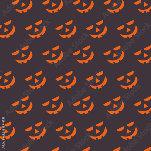 Evil Face with a Grinning Mouth and Angry Eyes Pattern for October Celebrations. Jack O Lantern Illustration Symbolizing Halloween Horror. Dark, Fun Element for Autumn Background.