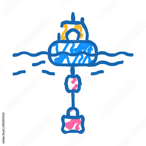 floating generator tidal power plant doodle icon sketch vector. floating generator tidal power plant sign. isolated symbol illustration