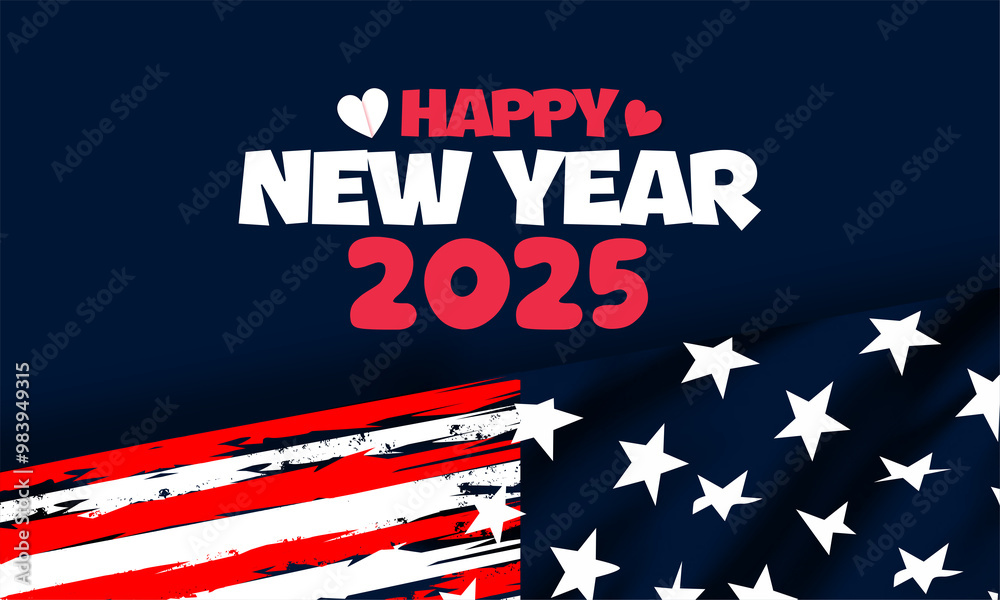happy new year 2025 with US flag , vektor background banner happy new year 2025 with US flag , vektor background banner