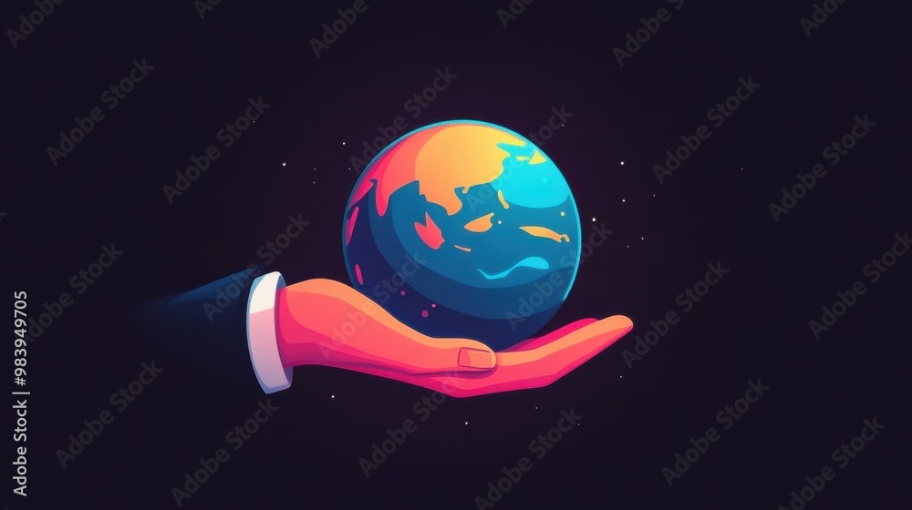 Eyecatching neon icon shows a hand gripping a flat Earth, blending classic design with modern textures for a fresh vibe. Eyecatching neon icon shows a hand gripping a flat Earth, blending classic design with modern textures for a fresh vibe.
