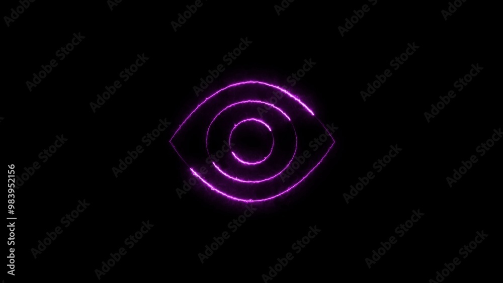 Human eye icon neon glowing purple color 4k illustration. open eyes black background 4k illustration. Human eye icon neon glowing purple color 4k illustration. open eyes black background 4k illustration.