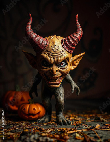 realistic happy halloween devil background photo