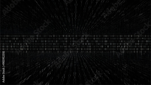 Vector matrix background. Stream of binary code on screen. Data and technology, decryption and encryption, computer matrix background numbers 1,0. Coding or Hacker concept. Vector illustration