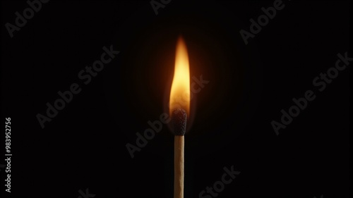 a match burning in front of a black background