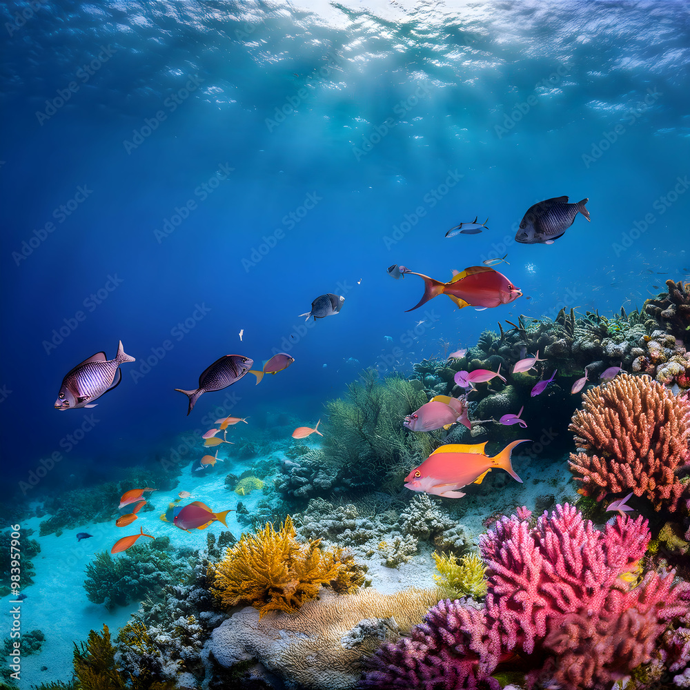 Fototapeta premium coral reef and fishes