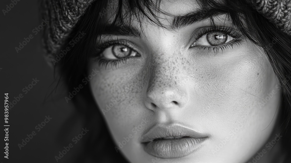 Fototapeta premium Monochromatic by professional photography of a girl. Close-up portrait