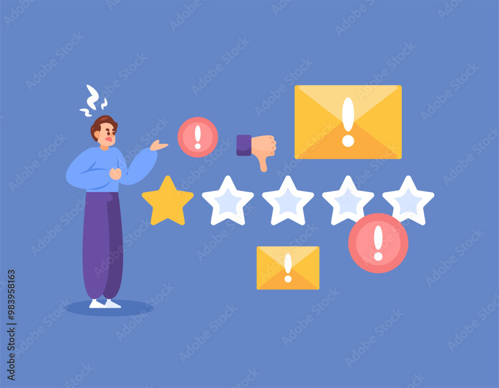 Bad review and rating concept. Customer satisfaction, buyer, client ...