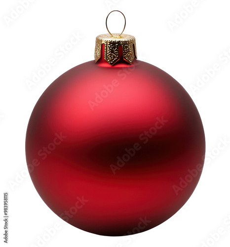Simple red Christmas bauble, isolated on transparent background.