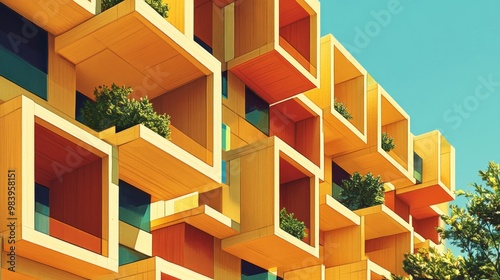 Vibrant Geometric Architecture with Colorful Boxes