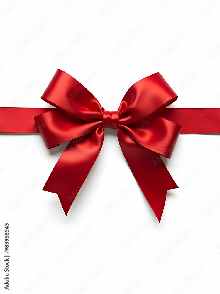 A sleek and shiny red satin ribbon elegantly placed against a clean white background A sleek and shiny red satin ribbon elegantly placed against a clean white background